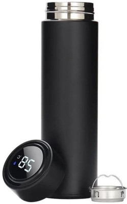 Dmahi 500 ml Steel Bottle With Drinking Glass(Pack of 1, Black)