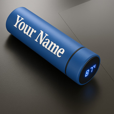 MKHUB Customized Steel Water Bottle with Smart LCD TO GET NAME WHATSAPP US 8928765925 500 ml Bottle(Pack of 1, Blue, Steel)