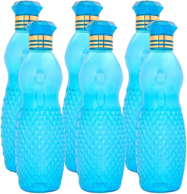 KUBER INDUSTRIES Plastic Crystal Bingo Water Bottle for Fridge|Kitchen|1 LTR|Pack of 6|Blue 1000 ml Bottle(Pack of 6, Blue, Plastic)