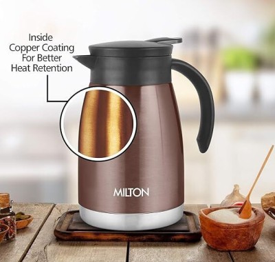 MILTON Carafe Bistro 800 [ THERMOSTEEL VACUUM INSULATED & HOT : COLD ] 770 ml Flask(Pack of 1, Brown, Blue, Steel)