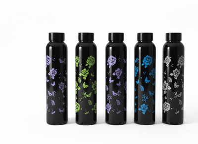 Abhinest 1000 ml Plastic Bottle(Pack of 5, Black)