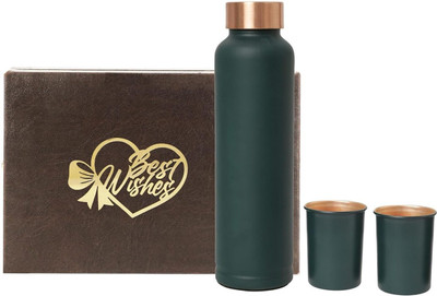 INTERNATIONAL GIFT 1000 ml Copper Bottle With Drinking Glass(Pack of 1, Green)