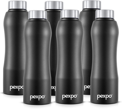 pexpo 1000 ml Steel Bottle(Pack of 6, Black)