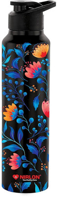NIRLON 1000 ml Steel Bottle(Pack of 1, Black)