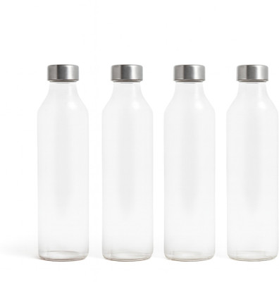 Glassbunny 800 ml Glass Bottle(Pack of 4, Clear)