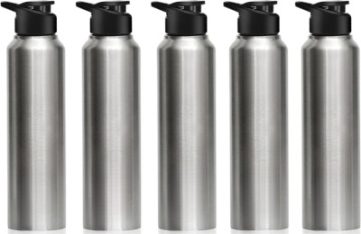 KARFE 1000 ml Stainless Steel Sports/Sipper Water Bottle (Set of 5, Silver, Chrome) 5000 ml Bottle(Pack of 5, Silver, Steel)