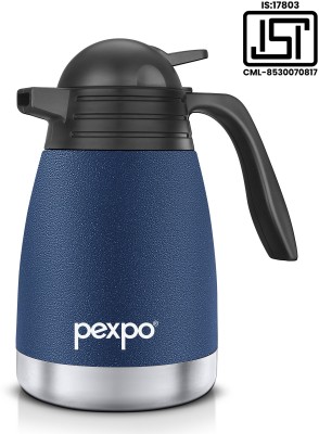 pexpo Stainless Steel Vacuum Insulated Cosmo Carafe, 24 Hrs Hot and Cold Tea/Coffee 600 ml Flask(Pack of 1, Blue, Steel)