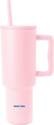 ComfyStyle 1200ML Tumbler with Handle and Straw Lid | Insulated Cup Stainless Steel-Pink 1200 ml Bottle(Pack of 1, Pink, Steel)