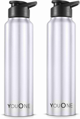 Youone Stainless Stee Sports/Fridge Water Bottle for Office, Gym/Workout, School,Yoga 750 ml Bottle(Pack of 2, Silver, Steel)