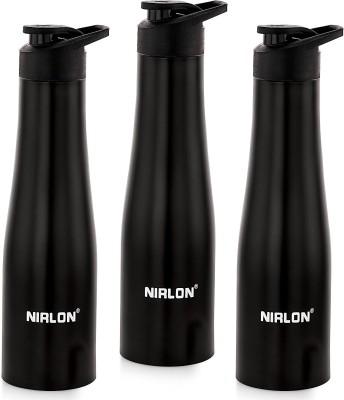 NIRLON Tall Bell Single Wall Stainless Steel Water Bottle 1000ml, SET OF 3 1000 ml Bottle(Pack of 3, Black, Steel)