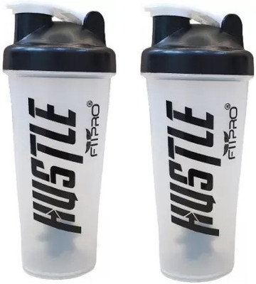 FitPro 700 ml Plastic Shaker(Pack of 2, Clear)