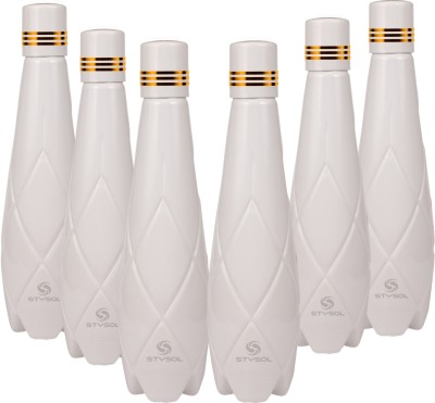 Stysol Fridge Plastic Water Bottle White -1 Set Of 6 1000 ml Bottle(Pack of 6, White, Plastic)