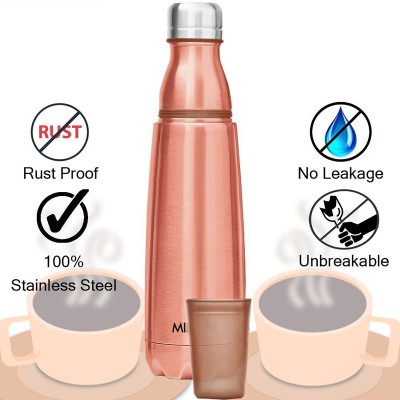 MILTON Vertex Thermosteel , Stainless Water Bottle with Tumbler, Copper 1000 ml Bottle(Pack of 1, Brown, Steel)
