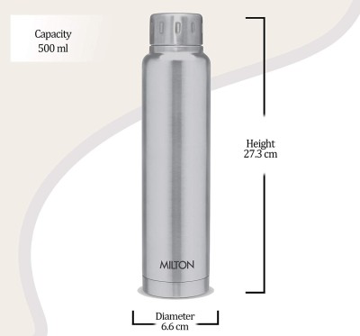 MILTON Elfin 500 Thermosteel 24 Hours Hot and Cold Water Bottle 500 ml Bottle(Pack of 1, Steel/Chrome, Steel)