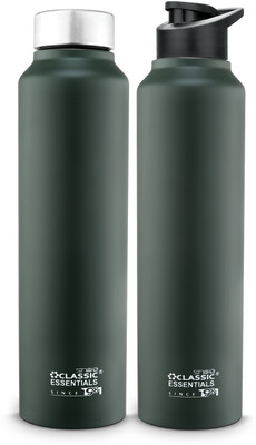 Classic Essentials 1000 ml Steel Sipper(Pack of 2, Green)