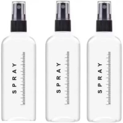EverGlam Transparent Empty Spray Bottle 100 ml Each for Hand Sanitizer, Oil ,Water 300 ml Spray Bottle(Pack of 3, White, Plastic)