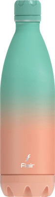 FLAIR 1000 ml Steel Bottle(Pack of 1, Green, Orange)
