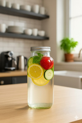 b7 Creations 500 ml Glass Bottle(Pack of 2, Silver)