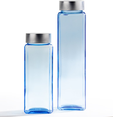 CROCO JAR 1250 ml Glass Bottle(Pack of 2, Light Blue)