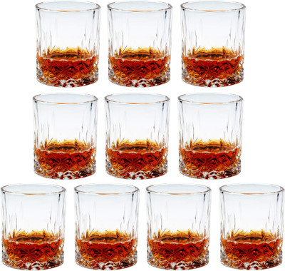 AFAST (Pack of 10) E_FNGlass-P10 Glass Set Whisky Glass(200 ml, Glass, Clear)