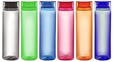 REGOLITH ENTERPRISES Plastic Water Bottle, 1L, Set of 6, Multicolour 1000 ml Bottle(Pack of 6, Multicolor, Plastic)