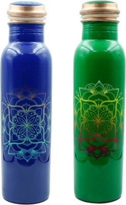 Divian Combo Mandala Printed Copper Water Bottle Blue & Green 950 ml Bottle(Pack of 2, Blue, Green, Copper)