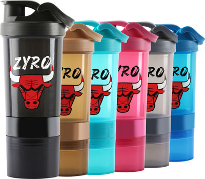 ZYRO 500 ml Plastic Shaker(Pack of 1, Black)