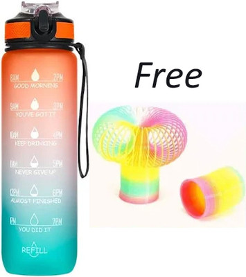RMSS Water Bottle - 800ml Motivational Time Marker, and Rainbow Magic spring 800 ml Bottle(Pack of 2, Multicolor, Plastic)
