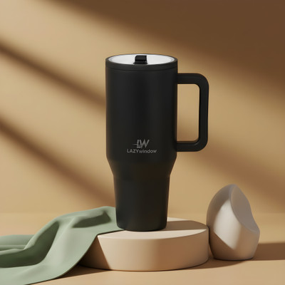 LAZYwindow 1200 ml Stainless Steel Sipper(Pack of 1, Black)