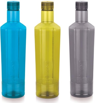 VISUAL INDUSTRIES Glacier Water Bottle | Strong & Sturdy | Unbreakable | Fridge Bottle | 1000 ml Bottle(Pack of 3, Multicolor, Plastic)