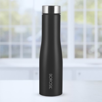 BOROSIL Swan Stainless Steel Water Bottle For Home & Office 1000 ml Bottle(Pack of 1, Black, Steel)