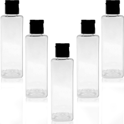 Thinqkart Select Empty Bottles For Travel Needs Sanitizer oil Shampoo Creams Packing 200 ml Bottle(Pack of 5, Clear, PET)