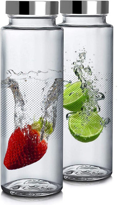 KDZONE 2Glass Water Bottle 500ml 500 ml Bottle(Pack of 2, Clear, Glass)