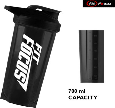 FIT FOCUS 700 ml Plastic Shaker(Pack of 1, Black)