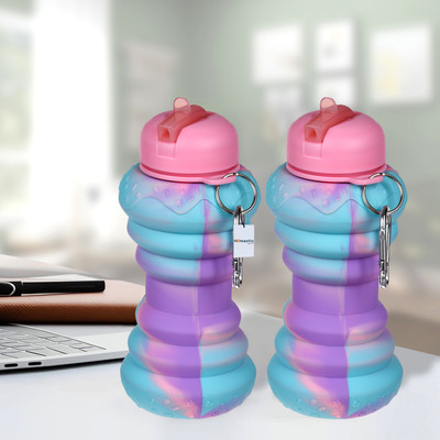 HOMESTIC by Kuber Industries 600 ml Silicone Bottle(Pack of 2, Pink)