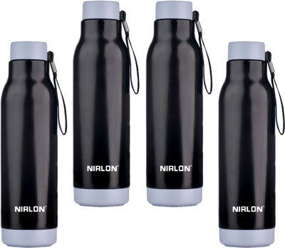 NIRLON 480 ml Steel Bottle(Pack of 4, Black)