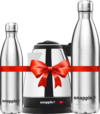 Snapple 1500 ml Steel Bottle(Pack of 3, Silver)