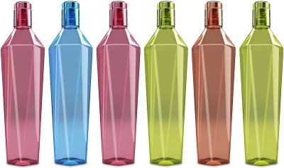 N H Enterprise Diamond Water Bottle set of 6 for Home, Fridge, Office, Gym, School, Travel 1000 ml Bottle(Pack of 6, Multicolor, Plastic)