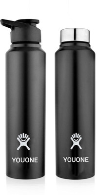 Youone 1000 ml Steel Sipper(Pack of 2, Black)
