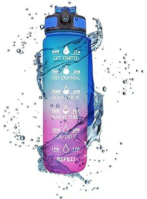 ASHGUJ Motivational water bottle with motivational , (Set of 1, Multicolor) 1000 ml Flask(Pack of 1, Multicolor, Plastic)