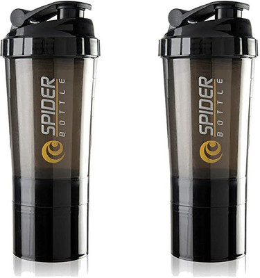divinezon 500 ml Plastic Shaker(Pack of 2, Black)