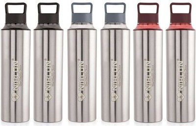 NIRLON 900 ml Steel Bottle(Pack of 6, Grey, Black, Brown)