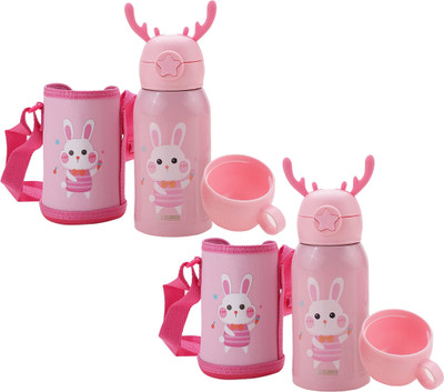 KUBER INDUSTRIES 500 ml Steel Sipper(Pack of 2, Pink)