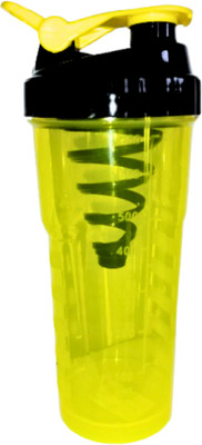 GymBot 700 ml Plastic Shaker(Pack of 1, Yellow)