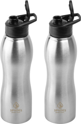 SPADES 1000 ml Stainless Steel Bottle(Pack of 2, Silver)
