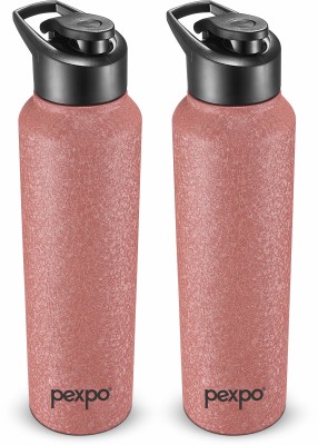 pexpo Sports and Hiking Stainless Steel Water Bottle, Chromo 1000 ml Bottle(Pack of 2, Pink, Steel)