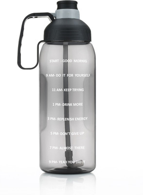 nariya AMAZING NEW TRANSPARENT WATERBOTTLE WITH HANDLE FOR GYM,OFFICE AND TRAVELLING 2000 ml Bottle(Pack of 1, Black, Plastic)
