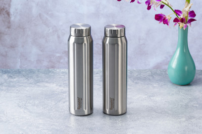 Sumeet 900 ml Steel Bottle(Pack of 2, Silver)
