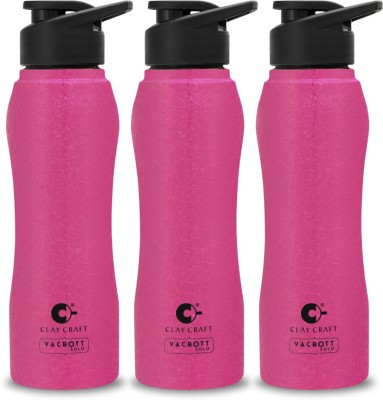 CLAY CRAFT Vacbott Neo Single Walled Non Insulated Water Bottle 750 ml Bottle(Pack of 3, Pink, Steel)