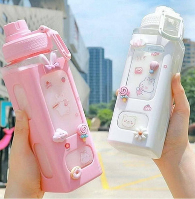 solraj 700 ml Silicone, Plastic Sipper(Pack of 1, Pink, White, Green)